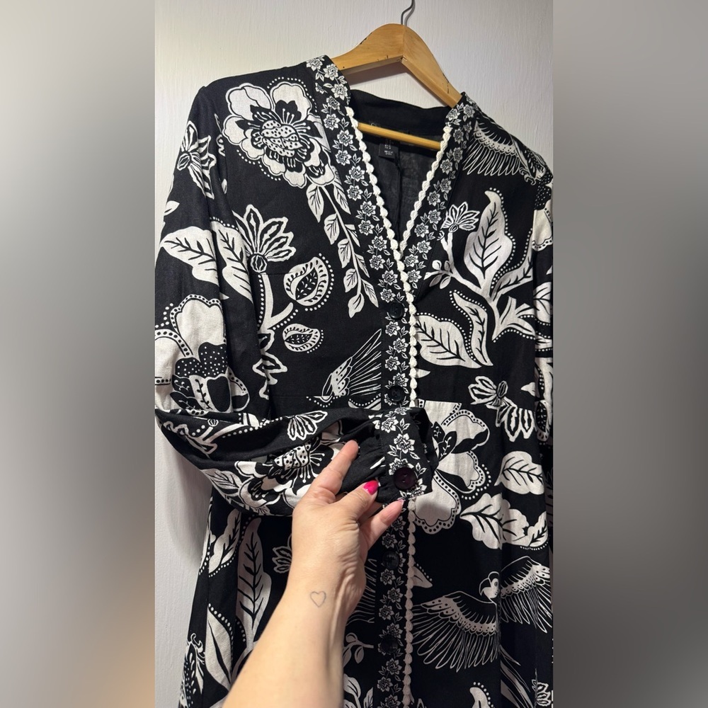 NWT Christian Lacroix Boho Black and White Floral Women's Dress - Picture 7 of 9